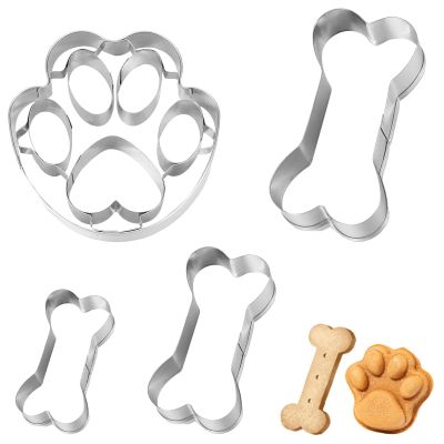 4-Piece Cookie Cutter Set with Bone and Paw Shapes
