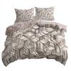 Light Gray-Brown Bedding Set, Minimalist Geometric Shapes, 155 x 220 cm Duvet Cover with 2 Pillowcases, Ultra-Soft Microfiber, Zipper Closure view 1