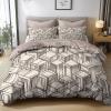 Light Gray-Brown Bedding Set, Minimalist Geometric Shapes, 155 x 220 cm Duvet Cover with 2 Pillowcases, Ultra-Soft Microfiber, Zipper Closure view 2