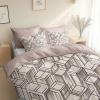 Light Gray-Brown Bedding Set, Minimalist Geometric Shapes, 155 x 220 cm Duvet Cover with 2 Pillowcases, Ultra-Soft Microfiber, Zipper Closure view 3