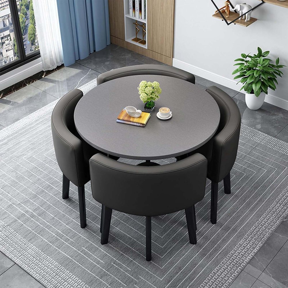 Dining Table and Chair Set, 1 Table and 4 Chairs, 5-Piece Set, 90 x 75 cm