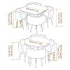 Dining Table and Chair Set, 1 Table and 4 Chairs, 5-Piece Set, 90 x 75 cm view 3