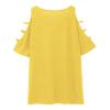 Women's Cold-Shoulder 3/4-Sleeve Crew-Neck T-Shirt, Solid Color, Yellow, M view 3