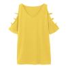 Women's Cold-Shoulder 3/4-Sleeve Crew-Neck T-Shirt, Solid Color, Yellow, M view 4