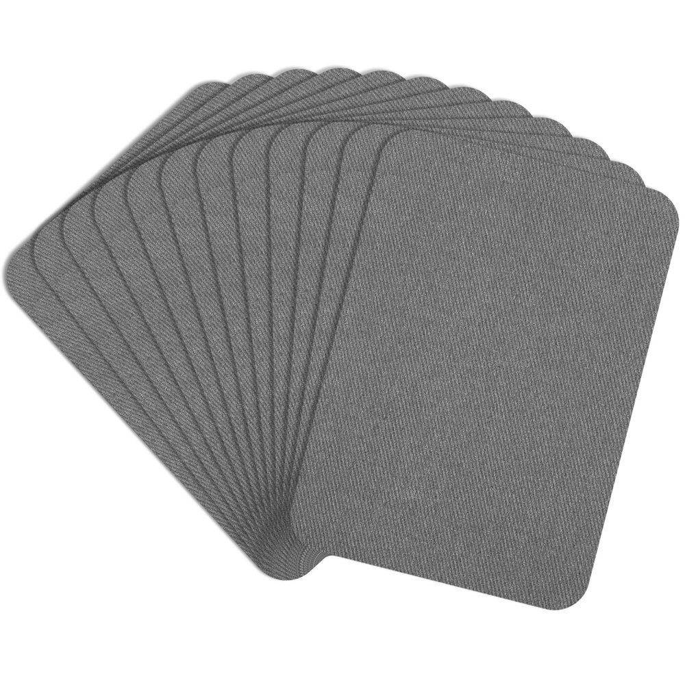 12 Dark Gray Iron-On Repair Patches