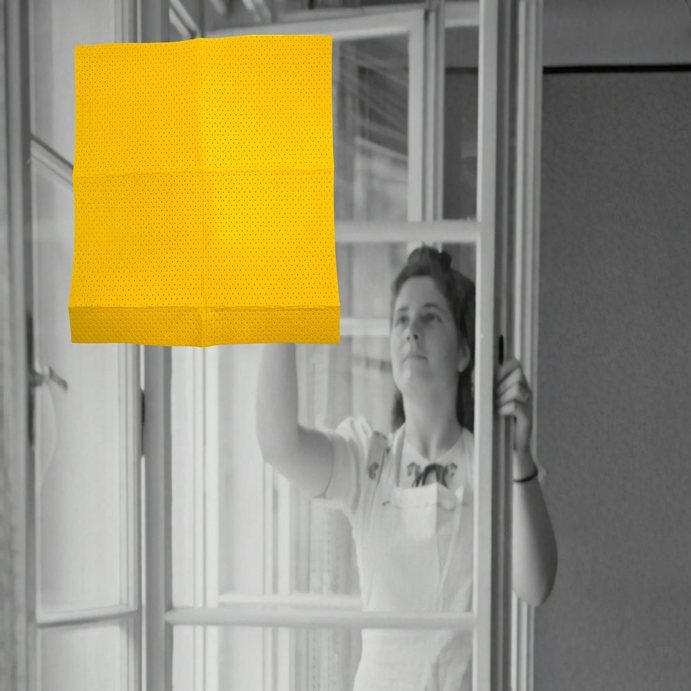 1 x MAAJ Window Cloth 40x35 cm Yellow Perforated