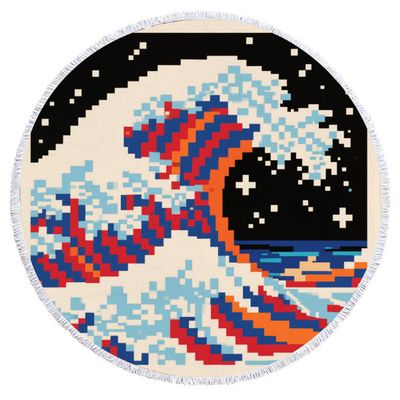 XZTRFB 1/2-Pack 145 cm Rainbow Wave Microfiber Round Beach Towels for Adults, Quick-Drying Sand-Free Travel Towel for Beach, Camping, Swimming, and Gym