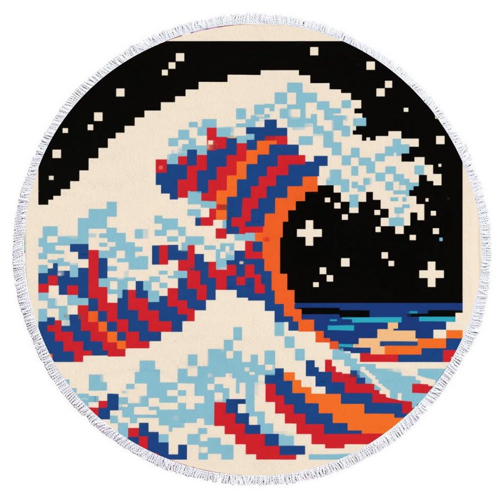 XZTRFB 1/2-Pack 145 cm Rainbow Wave Microfiber Round Beach Towels for Adults, Quick-Drying Sand-Free Travel Towel for Beach, Camping, Swimming, and Gym