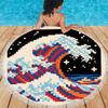 XZTRFB 1/2-Pack 145 cm Rainbow Wave Microfiber Round Beach Towels for Adults, Quick-Drying Sand-Free Travel Towel for Beach, Camping, Swimming, and Gym view 4