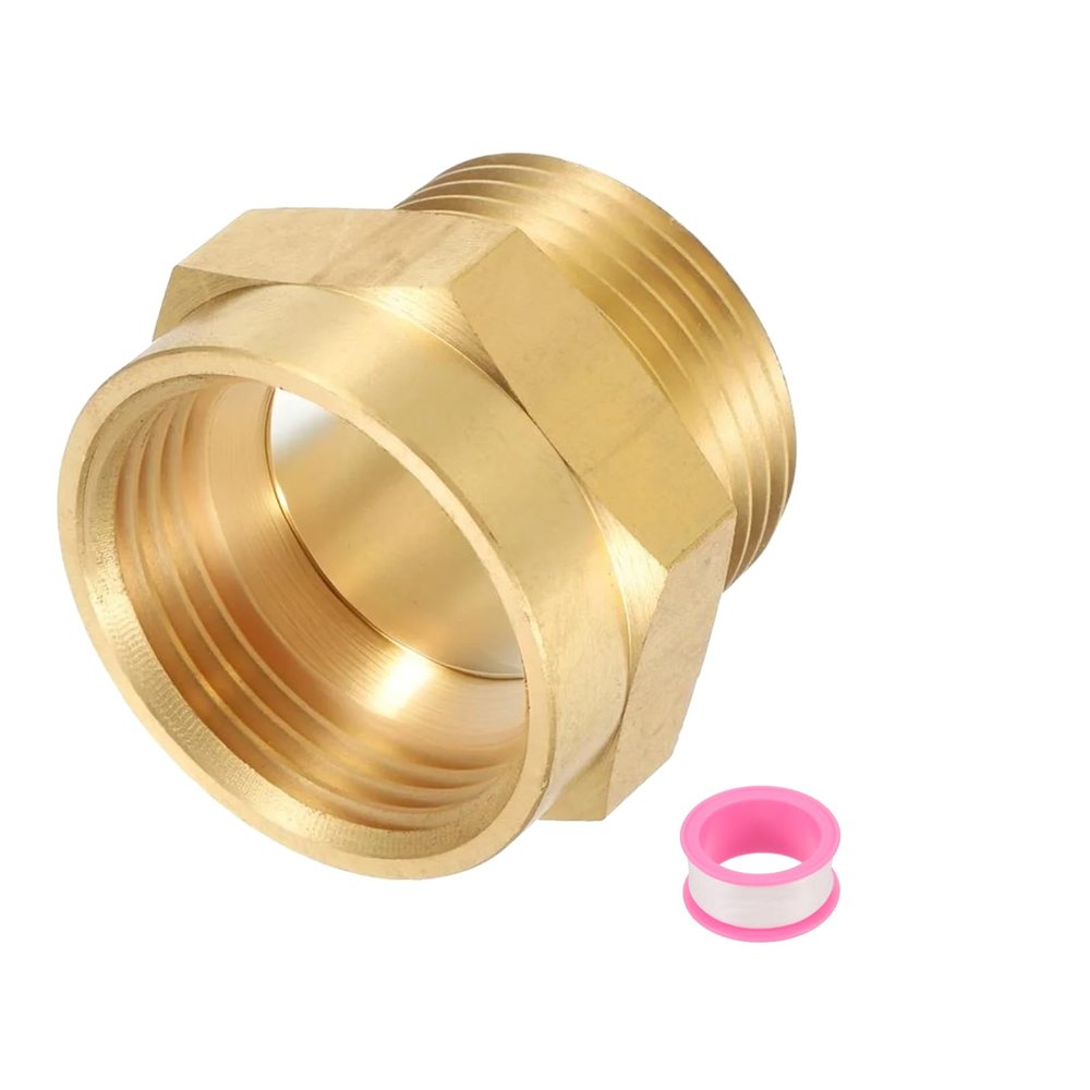 QUARKZMAN Brass Pipe Fitting, 1" G Female to 1" NPT Male Hex Nipple Adapter, Gold
