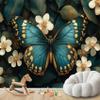 PaxGloz Blue and Gold Butterfly Photo Wallpaper, Botanical Non-Woven Wall Mural, 100 x 70 cm (W x H) view 4