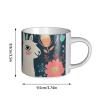 STVYUKL Ceramic Coffee Mug, 425 ml, Large Handle, Cute Llama Floral Pattern, White view 4
