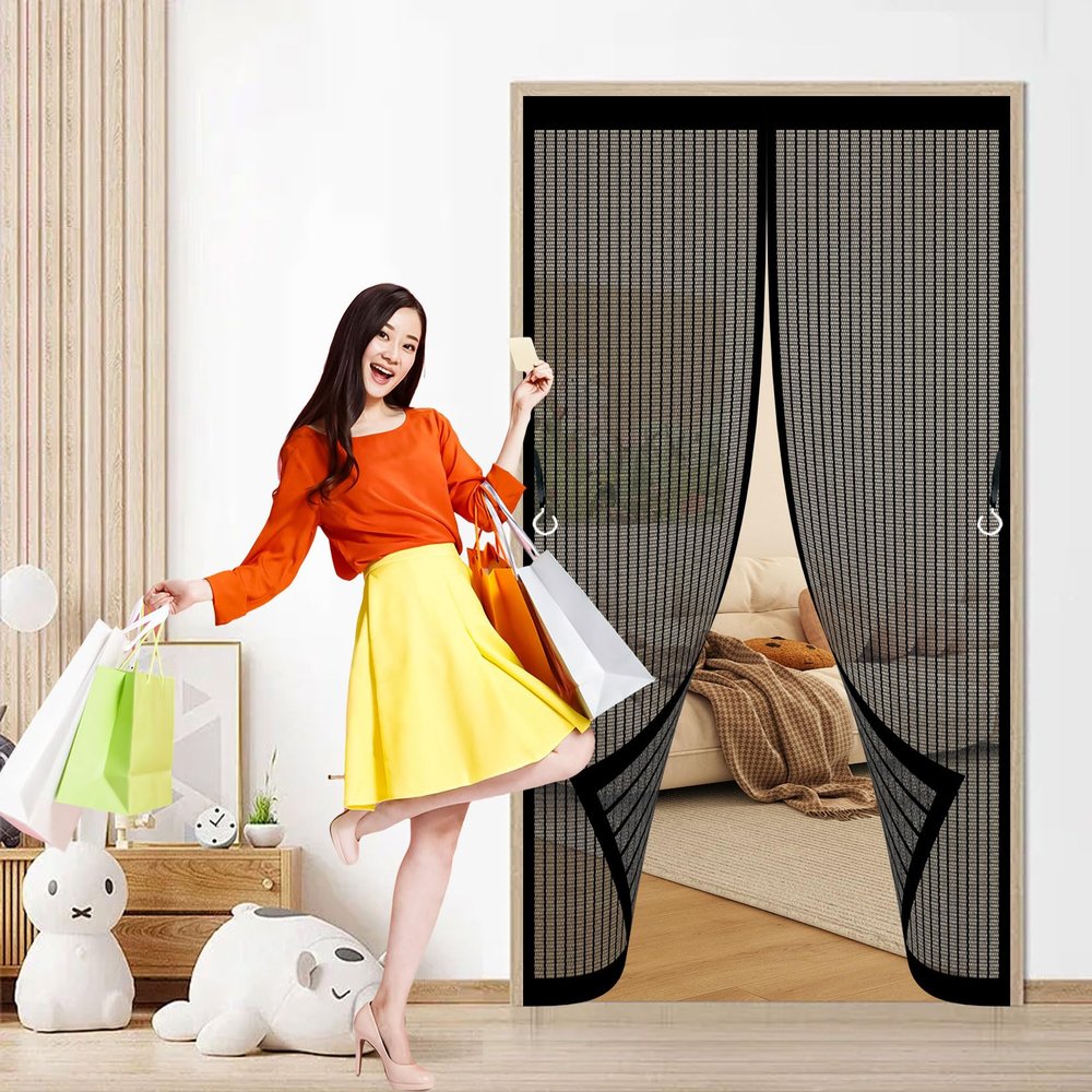 Magnetic Insect Screen Door Curtain, 116 x 226 cm, Black