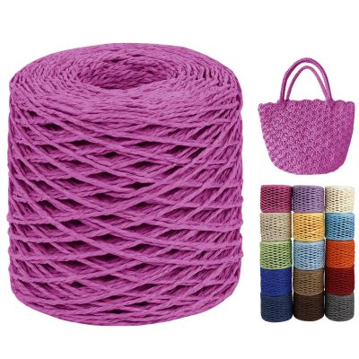 LEREATI Raffia Yarn for Crochet Bags, 2 mm x 200 m, Rose Red