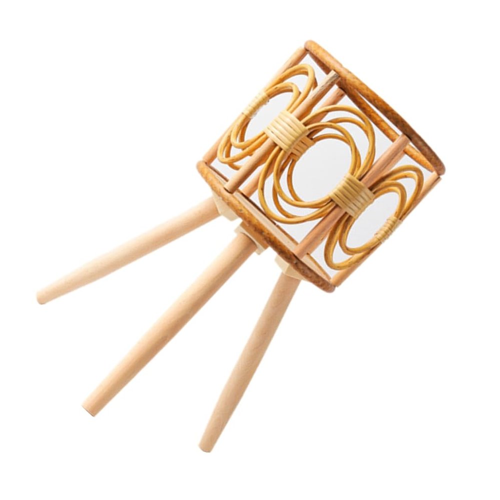 ZEPFJHE Rattan Indoor Plant Stand with Wooden Legs