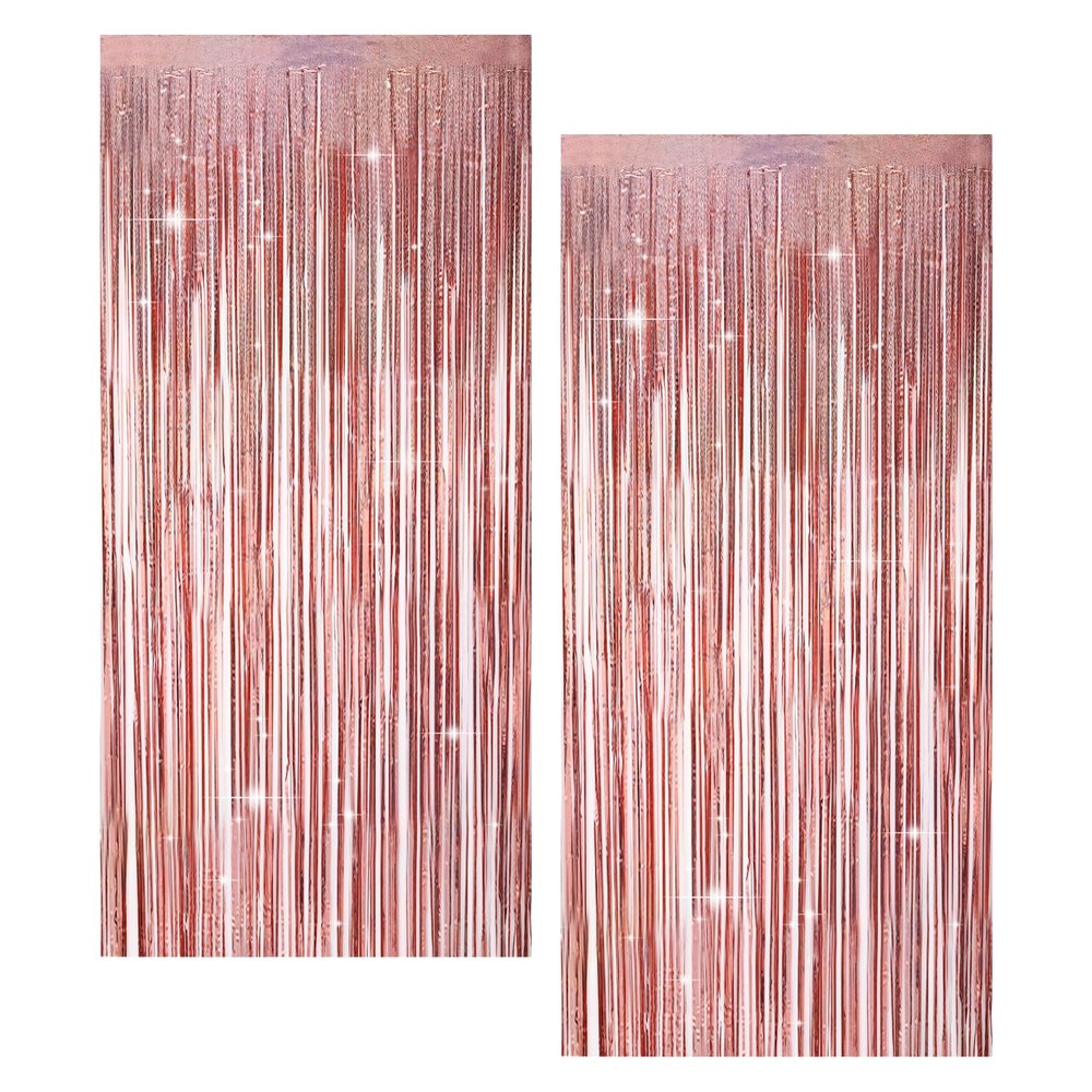 2 Rose Gold Glitter Curtains