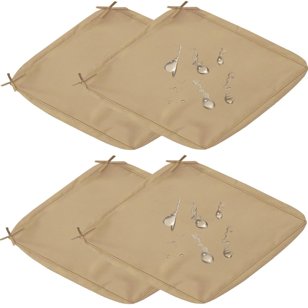 Hoowarm Outdoor Waterproof Sofa Seat Cushion Covers, 48 x 48 x 10 cm, 4-Pack