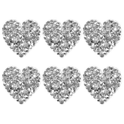 M METERXITY 6-Pack Rhinestone Heart Iron-On Patches