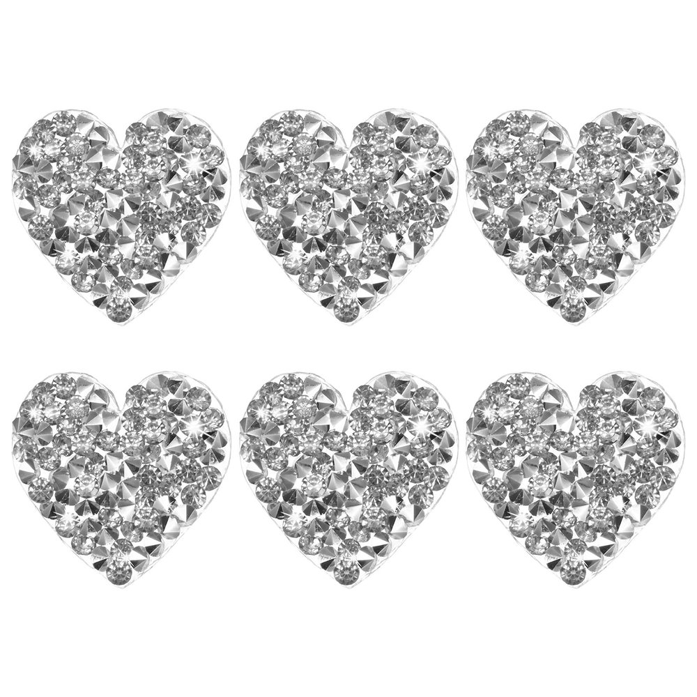M METERXITY 6-Pack Rhinestone Heart Iron-On Patches