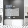 Folding Bathtub Shower Screen, 140 x 140 cm, 3-Piece, Frosted Safety Glass view 1