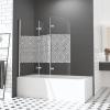 Folding Bathtub Shower Screen, 140 x 140 cm, 3-Piece, Frosted Safety Glass view 2