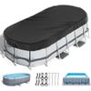 GLOBALHUT Protective Oval Pool Cover and Accessory Set for Above-Ground Pools, All Seasons (244 x 427 cm) view 4