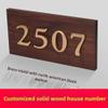 Japanese-Style Walnut House Number Plaque with Brass Numbers view 2
