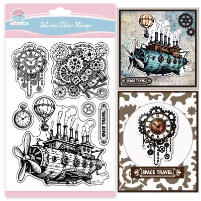 GLOBLELAND Vintage Steampunk Clear Stamps