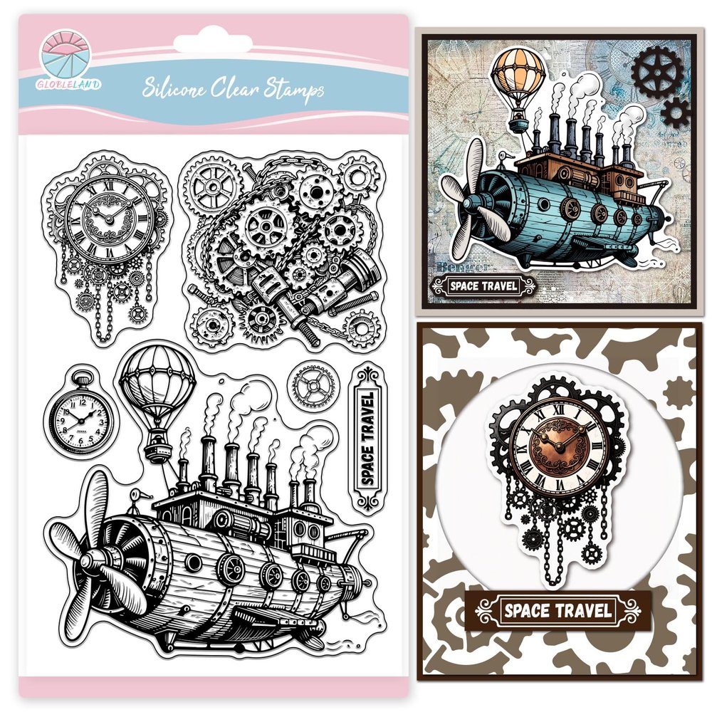 GLOBLELAND Vintage Steampunk Clear Stamps