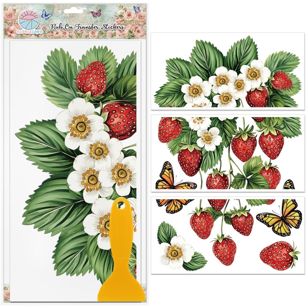 GLOBLELAND Strawberry Rub-on Transfers