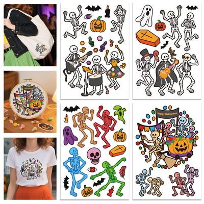 GLOBLELAND 4 Sheets A4 Halloween Embroidery Stickers