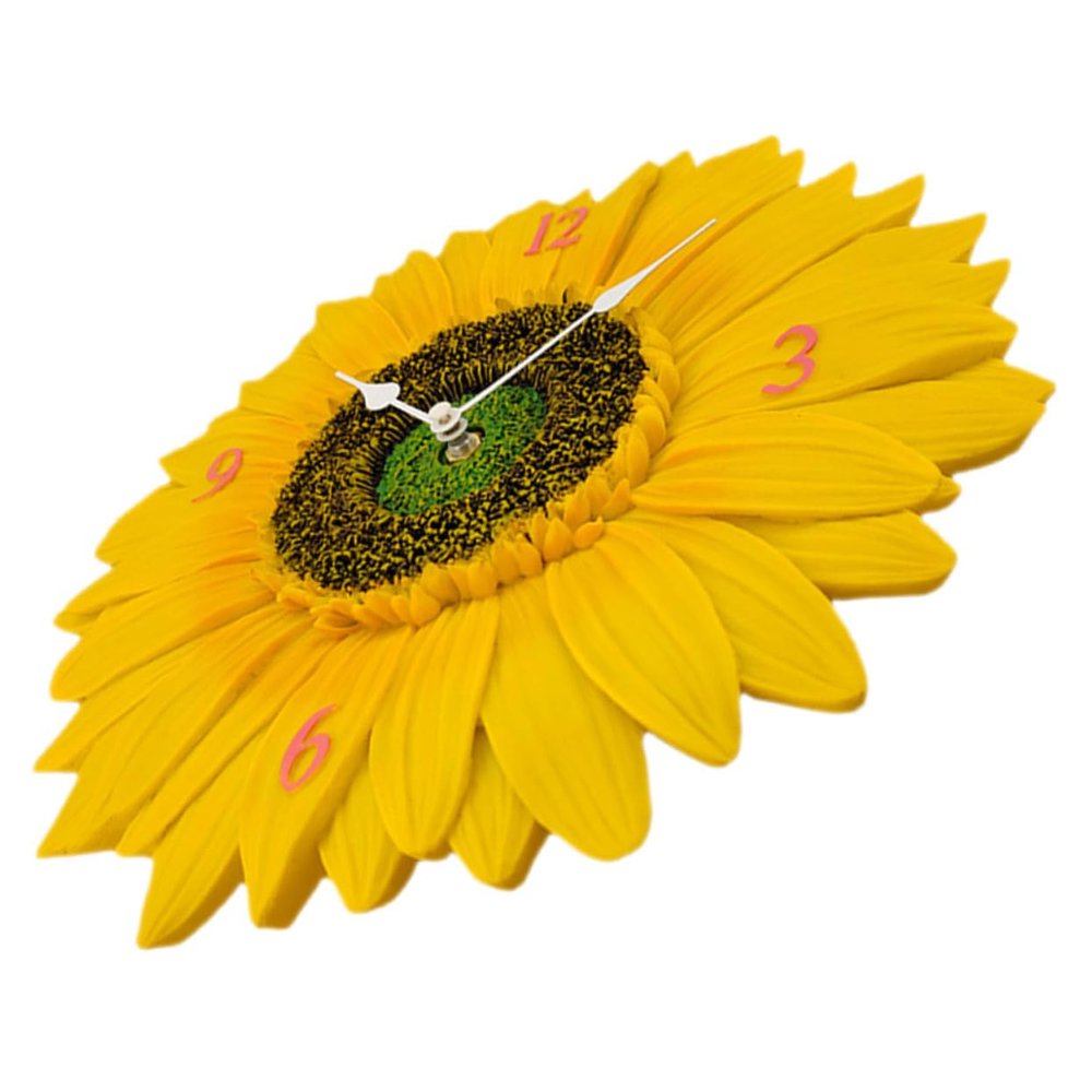 Ciieeo Round Sunflower-Shaped Resin Wall Clock, Silent