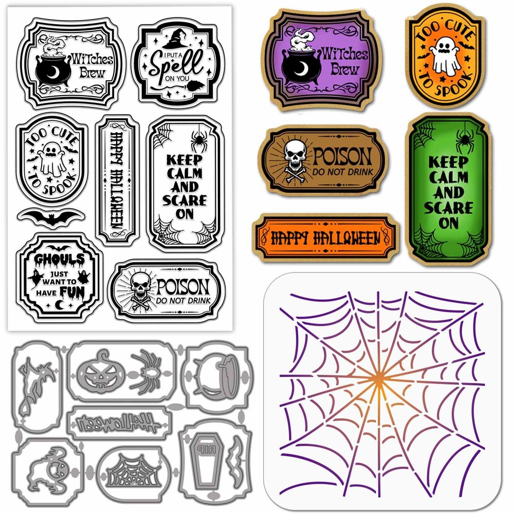 GLOBLELAND Halloween Potion Label Stamp Set