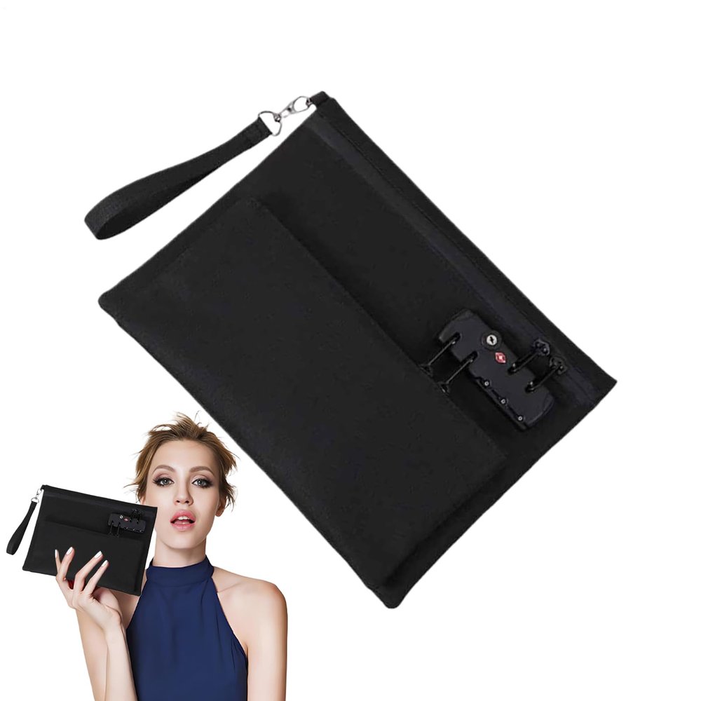 Locking Money Bag with Zipper, Double-Layer Waterproof Travel Pouch