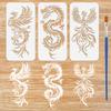 FINGERINSPIRE 3-Piece Dragon Phoenix Stencil Set view 1