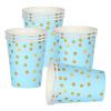 RONGZUBAT 10 Pack Blue Disposable Paper Cups with Gold Dots view 1