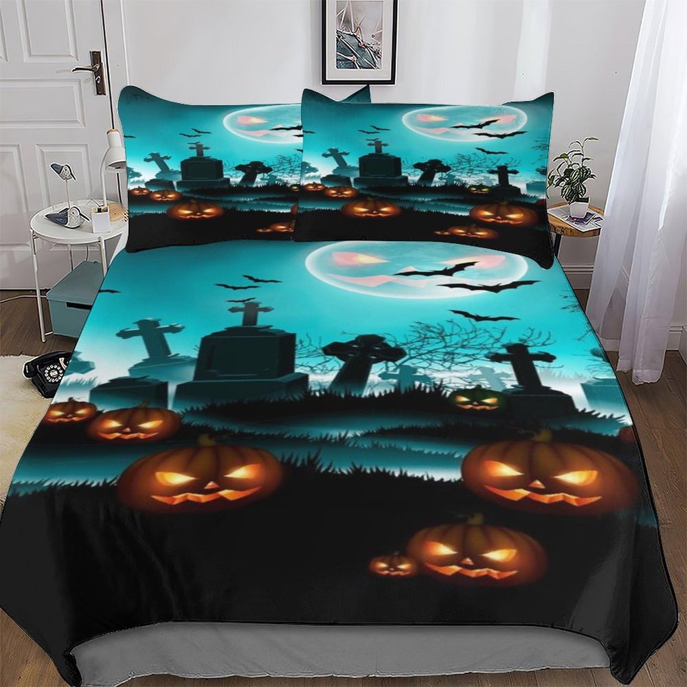 LLXXHH Halloween 3D-Printed Microfiber Duvet Cover Set, 3-Piece, Double, 200 x 200 cm
