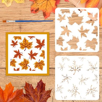 FINGERINSPIRE 2-Piece Layered Maple Leaf Stencil Set