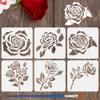 FINGERINSPIRE 6-Piece Rose Stencil Set with Brush 15x15cm view 1