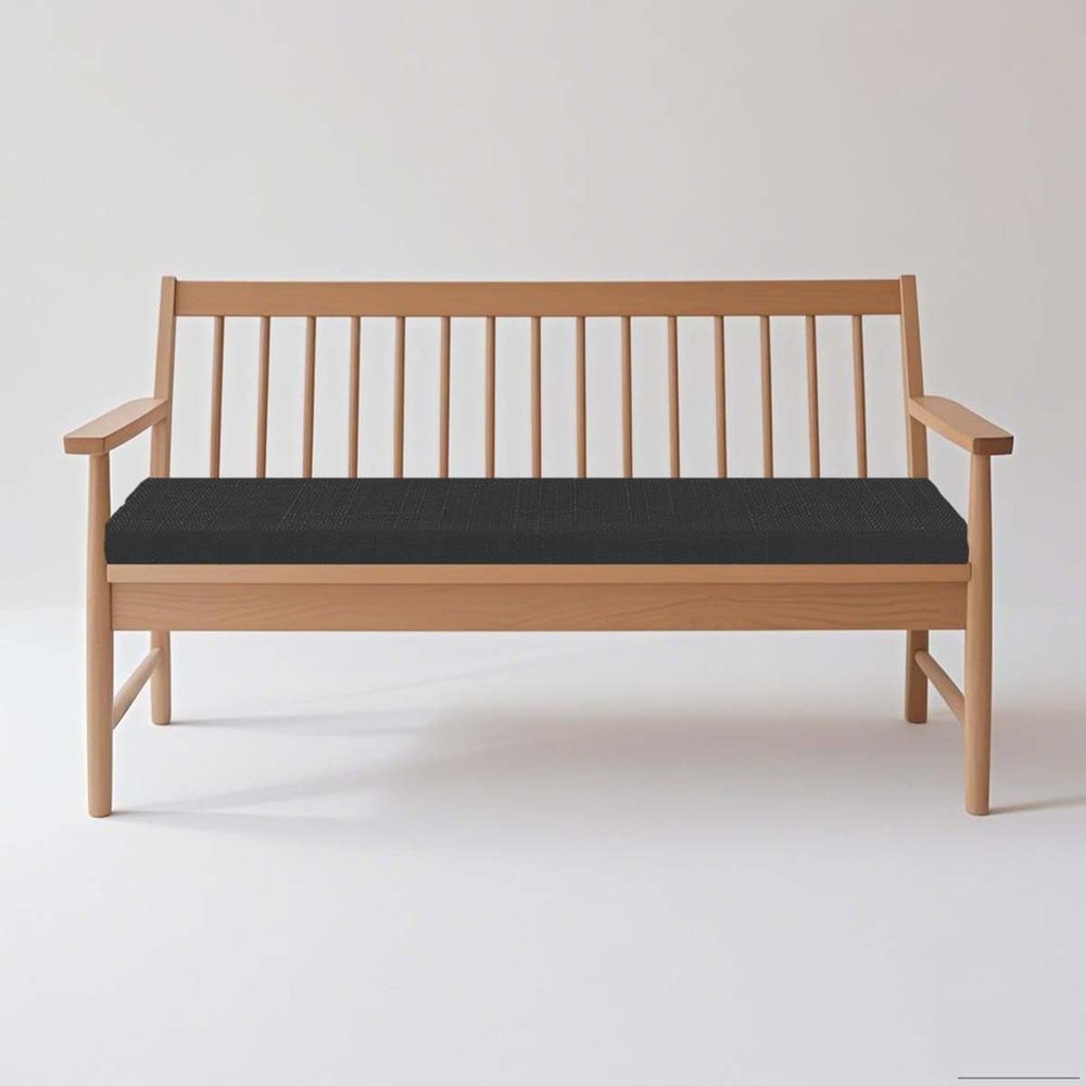 AZMAHT Linen Bench Cushion, 5 cm Thick, Black, 120 x 60 x 5 cm