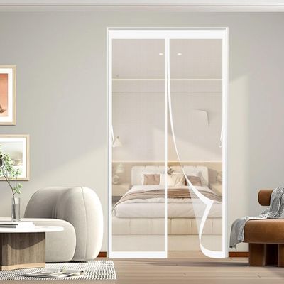 Magnetic Fly Screen Door 153 x 197 cm, No Drilling, Self-Closing, White