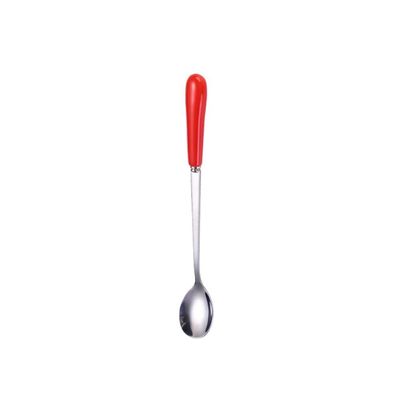 Coffee Spoon with Ceramic Handle, Stainless Steel, Dessert Spoon for Weddings, Christmas, Birthdays, Polished (M, Red)