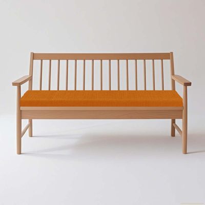 AZMAHT Linen Bench Cushion, 5 cm Thick, Orange, 130 x 30 x 5 cm