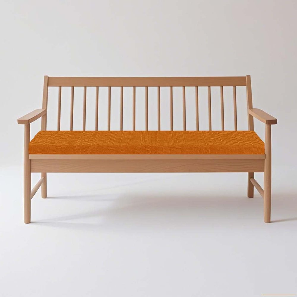 AZMAHT Linen Bench Cushion, 5 cm Thick, Orange, 130 x 30 x 5 cm
