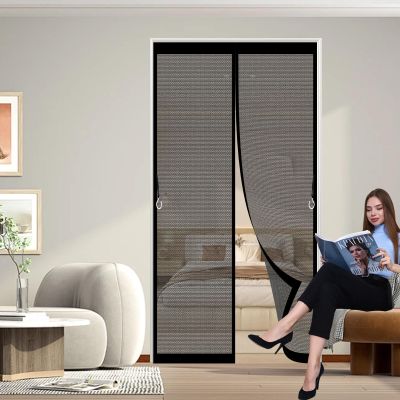 Magnetic Fly Screen Door 80 x 227 cm, No Drilling, Black