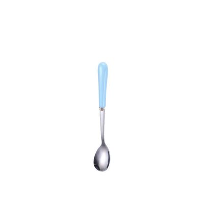 Coffee Spoon, Ceramic Handle, Stainless Steel, Dessert Spoon for Weddings, Christmas, Birthdays, Polished (S, Blue)