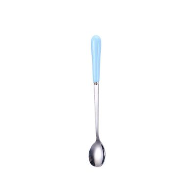 Coffee Spoon, Ceramic Handle, Stainless Steel, Dessert Spoon for Weddings, Christmas, Birthdays, Polished (M, Blue)