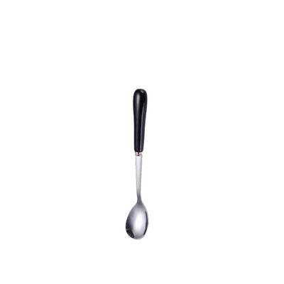 Coffee Spoon with Ceramic Handle, Stainless Steel, Dessert Spoon for Weddings, Christmas, Birthdays, Polished (S, Black)