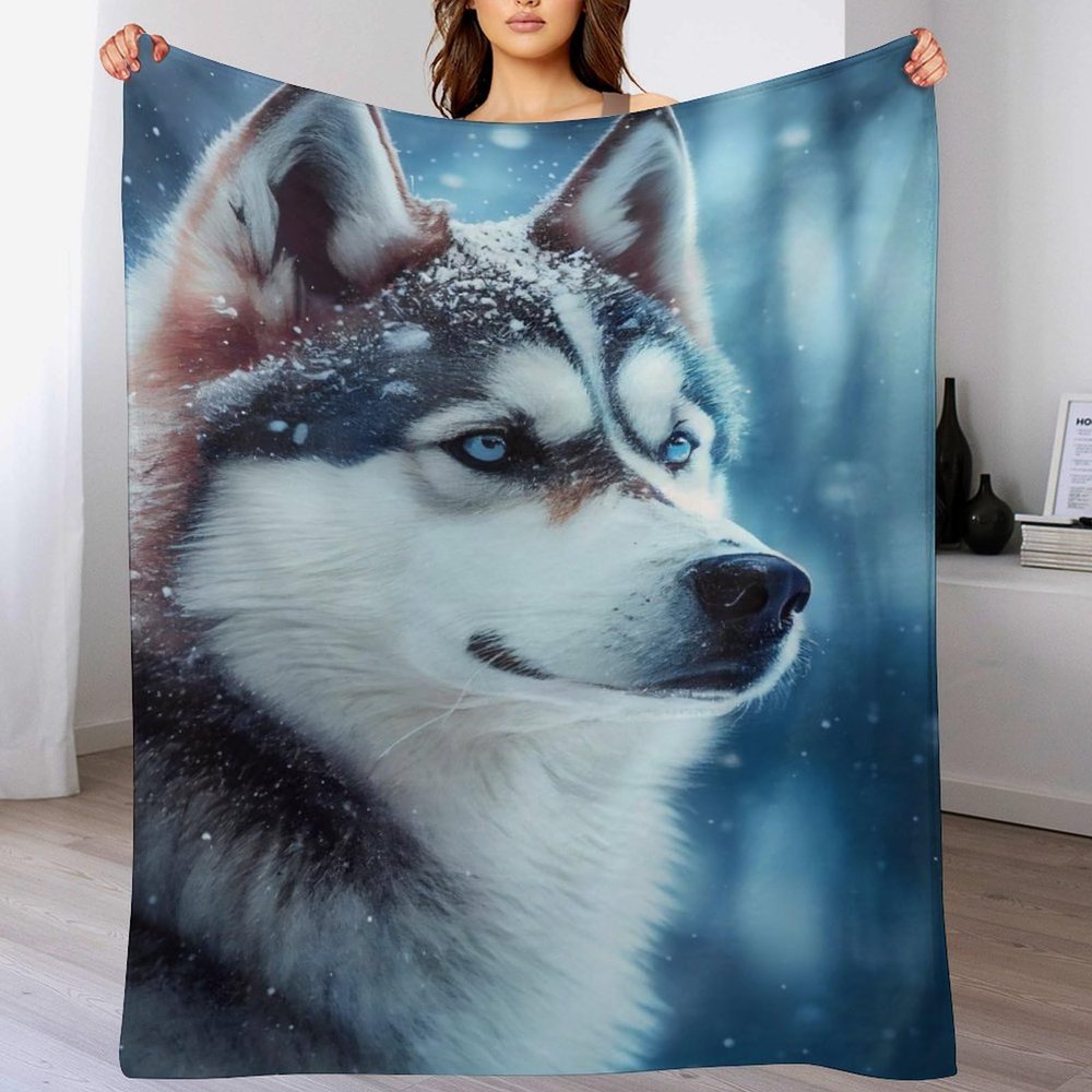 Wolf Thick Soft Warm Cozy Flannel-Fleece Throw Blanket, 100 x 130 cm