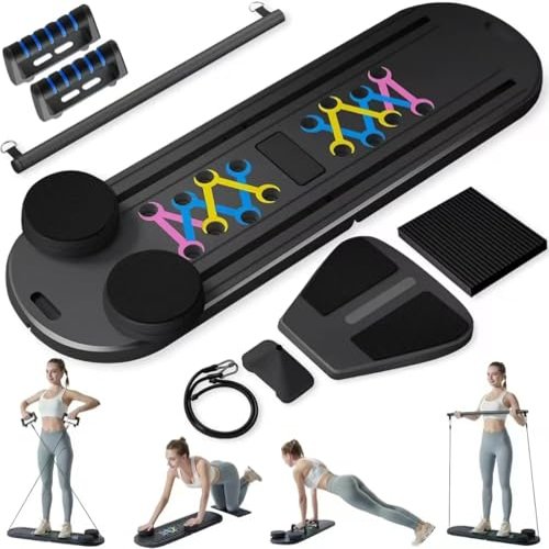 6-in-1 Foldable Pilates Reformer Machine with Ab Board, Elbow Support and Resistance Bands